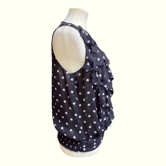 WHBM Ruffled Duel Layered Polka Dot Sheer Blouse - Picture 3 of 6